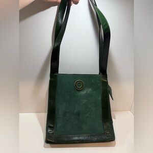 Celine Green Suede with Red Leather Interior Tote Bag